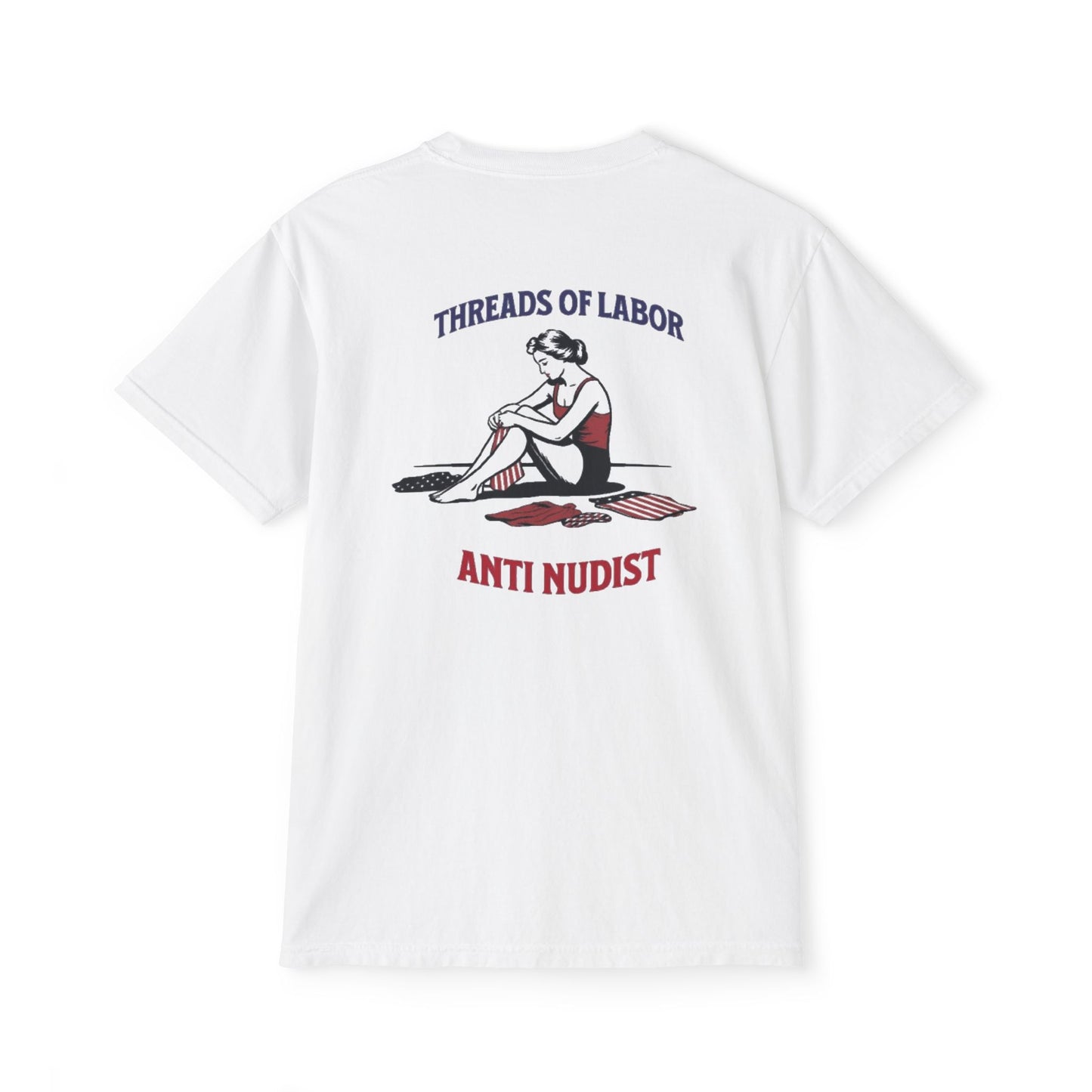 "THREADS OF LABOR' Labor Day 2025 Anti-Nudist Tee
